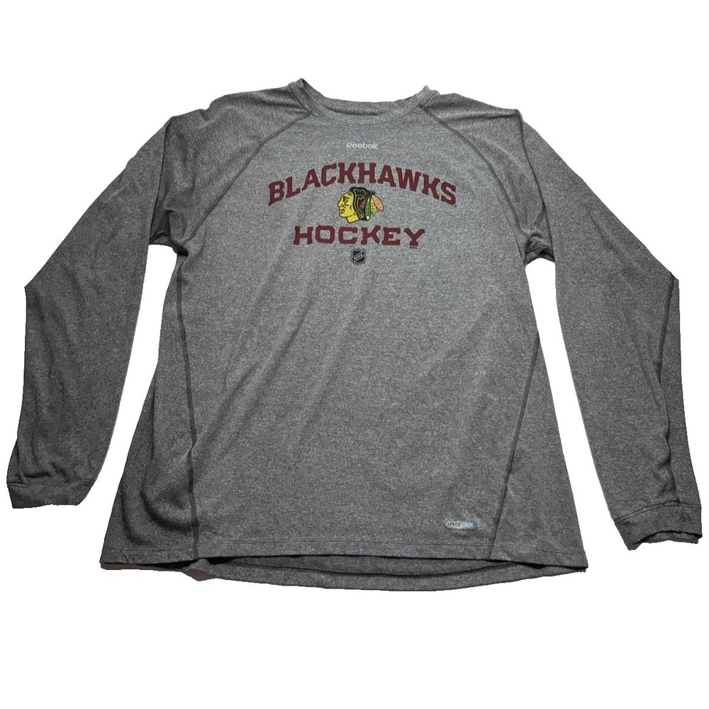 Chicago Blackhawks Men's Polyester Gray Long Sleeve Shirt Medium Good Condition
